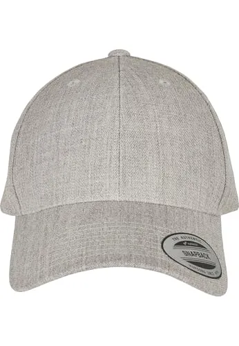 Flexfit Yupoong Unisex Premium Curved Visor Snapback Cap, Heather Grey, one Size