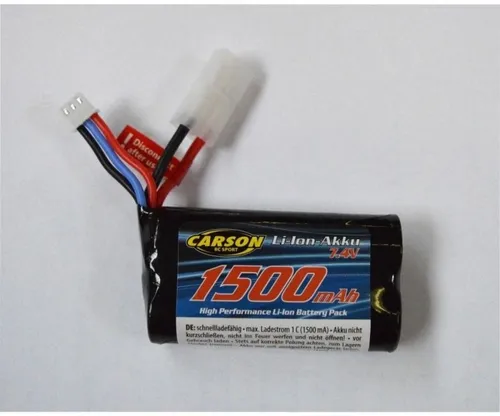 Carson Li-Ion Akku FE-Linie 7,4V 2S 1500mAh - RC-Modellbau Akku mit hoher Kapazität für längere Spielzeiten und optimale Leistung in Ihren Modellen.