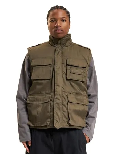 Brandit Ranger Vest in Olive, Größe L - Herren-Weste mit 16 großen Taschen, ideal für Outdoor-Aktivitäten, bietet einen bequemen Schnitt und angenehmes Baumwollfutter für besten Tragekomfort.