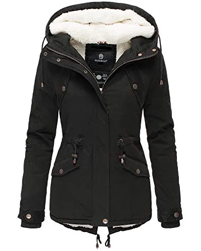 MARIKOO Manolya Damen Winterjacke Stepp Parka mit Teddyfell - Warme Damenjacke mit weichem Teddyfutter, ideal für kalte Tage. Praktische Taschen und eine schützende Kapuze sorgen für Komfort und Stil.