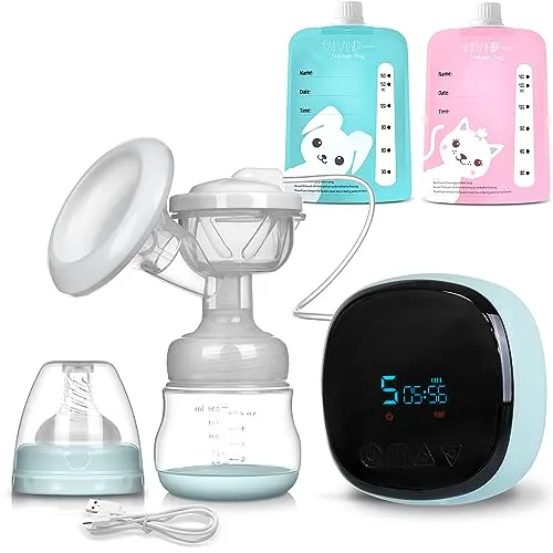 BERDSEN Zwei-Phasen-Milchpumpe, schmerzfrei, 0% BPA, benutzerfreundlich, mobil, Saugstärkenregulierung, leise, Farbe Blau