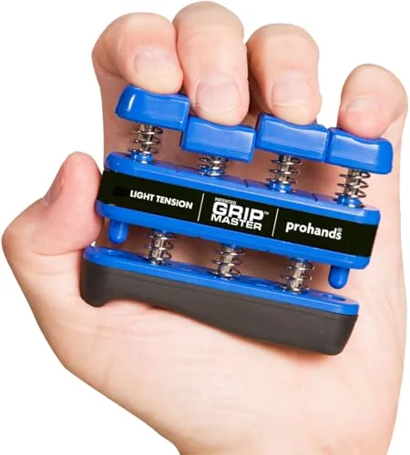 PROHANDS Gripmaster Handtrainer, Fingertrainer (Handgriffstärker), federbelastet, Finger-Kolben-System, isoliert und trainiert jeden Finger