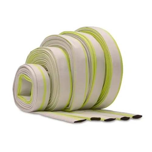 Ø 1 1/4 Zoll - 32 mm, Meterware Flachschlauch | Bauschlauch | Industrieschlauch | Synthetischer Gummi, Weiß mit Grün, 10 Bar, -20°C bis +60°