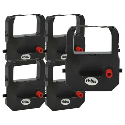 vhbw 5X Farbband Schriftband kompatibel mit Reiner timeStamp 131 Nadeldrucker, Bondrucker - Schwarz