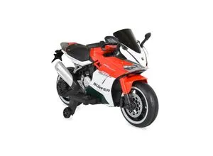 Moni Kinder Elektromotorrad Surfer mit Bluetooth und MP3-Ausgang - Elektrofahrzeug für Kinder von 3 bis 8 Jahren, mit Stützrädern, Fußstütze und umweltfreundlichem Design für sicheren Fahrspaß und Musik-Features.