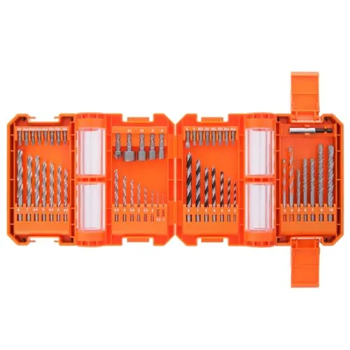 51-teiliges Kombi-Bohrer-Set Mehrzweck, inkl. HSS-Bohrer, Holzbohrer, Steinbohrer, Schraubendreher-Bits, Steckschlüssel, magnetischer Bithalter, Lieferung in faltbarem, kompaktem Koffer