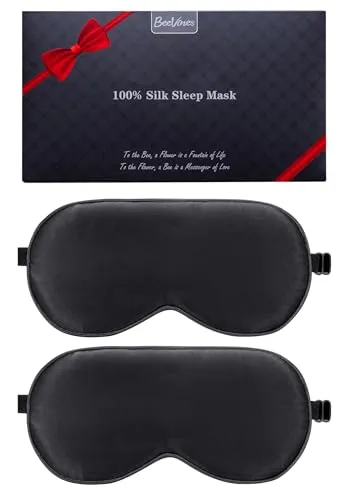 BeeVines Schlafmaske, 100% Seide, lichtundurchlässige Augenmasken (2 PCS)