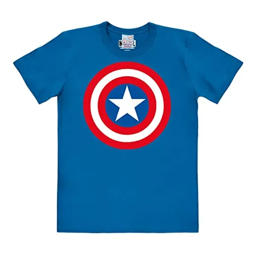 Logoshirt® Marvel Comics Captain America T-Shirt blau - Offiziell lizenziertes T-Shirt von LOGOSHIRT mit Captain America Logo. Hergestellt aus 100% weicher Baumwolle für hohen Tragekomfort. Langlebiger Siebdruck im Vintage-Stil für ein einzigartiges Design.