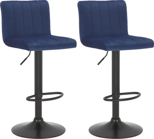 Deluke Barhocker Set, Blau, Samt, Höhenverstellbar, 41x87x49 cm