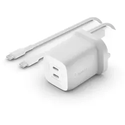 Belkin 65-W-USB-C-Ladegerät - 2 Ports, Schnellladen mit Power Delivery 3.0, ideal für iPhone 16, Galaxy S24 und mehr