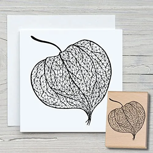 NEWSTAMPS Stempel Physalis Motivstempel groß aus Holz & Gummi zum Karten basteln, Holzstempel, Blumen, Pflanzen, Floral, Wiese, Gräser, Scrapbook, Textilstempel, Deko, Kinder