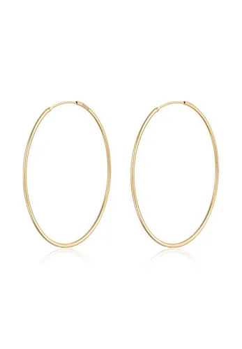 Elli Paar Creolen Rund Basic Klassisch 925 Silber, Gold - Elegante Creolen aus 925er Sterling Silber, handgefertigt und glänzend, ideal für jeden Anlass und zeitlos im Design.