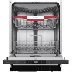 homeX vollintegrierbarer Geschirrspüler DWFI601444C, 10 l, 14 Maßgedecke, Einbau Spülmaschine vollintegriert 60 cm, 14 Gedecke, AquaStop, 44 dB silberfarben