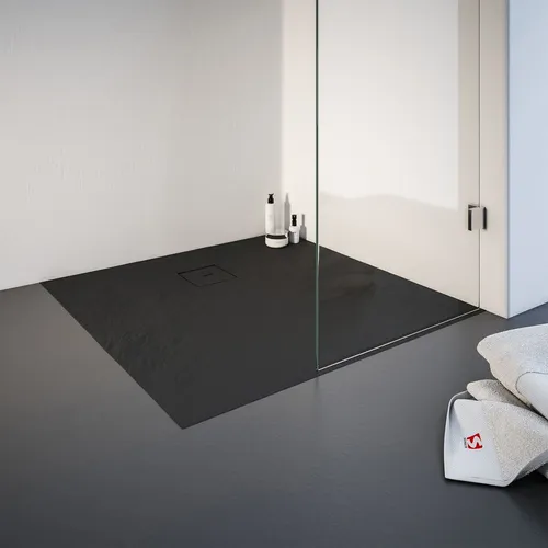 Schulte Duschwanne Steinstruktur 120 x 120 cm anthrazit - Duschwanne mit eleganter Steinstruktur, rutschfeste Oberfläche und ideal für moderne Badezimmer.