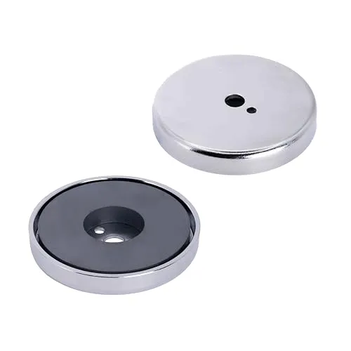 First4magnets F4MG66-1 66mm Durchmesser x 10mm Dicke X 8mm Loch Ferrit Topf Magnet-39kg Pull (1 Packung), Silver, 25 x 10 x 3 cm
