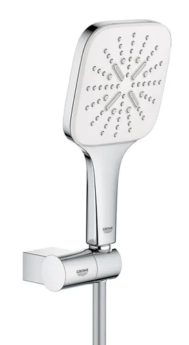 GROHE Wandhalterset RSH 130 SmartActive Cube 26588 - Duschbrausen & -köpfe, elegantes Design in moon white/chrom für eine moderne Badezimmergestaltung und optimale Flexibilität beim Duschen.
