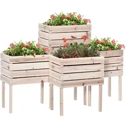 Outsunny Hochbeet 50L x 30B x 60H cm - natur - Hochbeet für Garten, Terrasse oder Hof, ideal für Gemüse, Kräuter und Blumen; dekorativ und individuell gestaltbar.