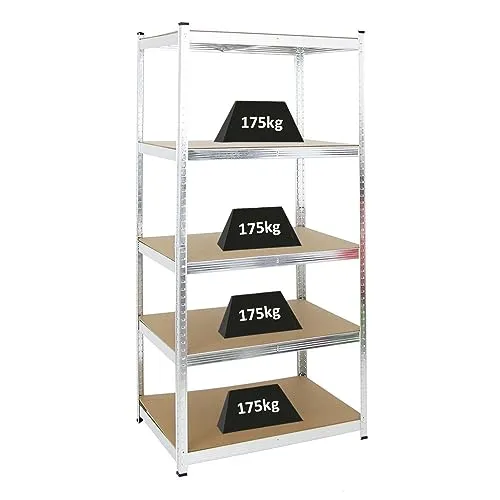 PROREGAL® Schwerlastregal Ragnar 180x90x60cm - 175kg Traglast - Schwerlastregal mit 5 verstellbaren MDF-Fachböden, ideale Lösung für Werkstätten und Garagen. Schnelle Steckmontage und umwandelbar in zwei Werkbänke.