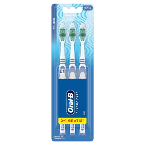 Oral-B Classic Care 35 Mittel 2+1 Pack Handzahnbürste - HANDZAHNBÜRSTEN - Gründliche Reinigung mit gewellten Borsten, die auch schwer erreichbare Stellen optimal reinigen. Ideal für eine umfassende Mundpflege!