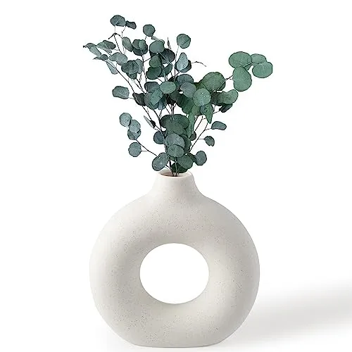 BASVII Kleine Weiße Vase für Pampasgras