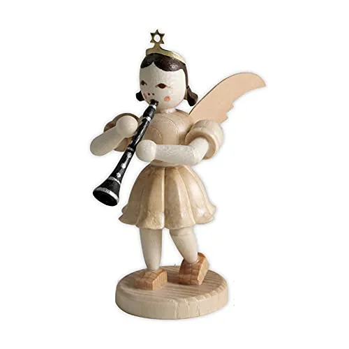 Blank Kunstgewerbe Dekofigur Kurzrockengel mit Klarinette, 6,6cm - Nussknacker Dekofigur, handgefertigt und ideal für eine festliche Weihnachtsdekoration oder als liebevolles Geschenk.