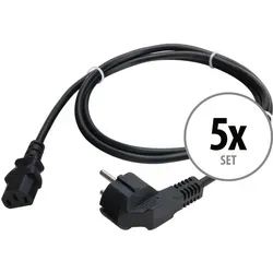 Pronomic EUIEC-1.5 Kaltgeräte Netzkabel 1,5m 5x Set - 5x Set Kaltgerätekabel, flexibel und ideal für vielseitige Anwendungen, EU (SchuKo) auf IEC C13, Länge: 1,5 m, Schutzklasse I.