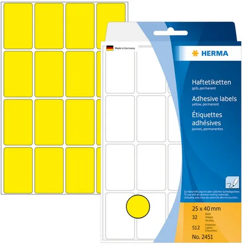 HERMA Etiketten Vielzweck-Etiketten 25x40mm gelb VE=512 Stück