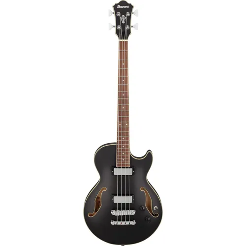 Ibanez Artcore AGB200-BKF Black Flat Halbakustik Bass - Halbakustische Gitarre mit Shortscale Mensur und Vintage-Sound, ideal für Blues, Rock und R'n'B. Hochwertige Classic Elite Pickups sorgen für sonores Low-End und agile Spieleigenschaften.