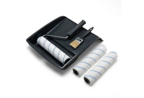 WO-WE Malerset Malerset Lackierset Farbwanne Farbrollerset Pinsel Drahtbürste PL150, (Set), 5-tlg., für mittelgroße Flächen