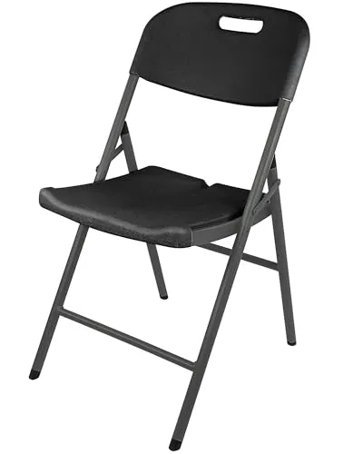 Ondis24 Klappstuhl für Camping, Party, Hochzeit, Bankett & Schulungen, HDPE Sitzfläche UV- und witterungsbeständig, Stahlgestell (1, schwarz, 50 x 47 x 84 cm)