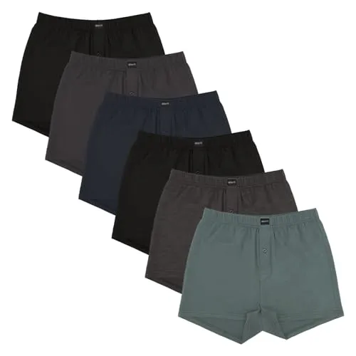 Gomati 6er Pack Herren Jersey Boxershorts - Navy-Grau-Grün XL