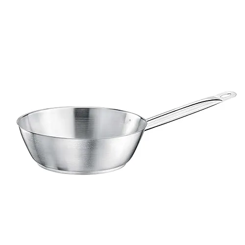 TOMGAST Konischer Stielkasserolle Durchmesser: 16 cm Höhe: 6 cm Fassungsvermögen: 1 l | Edelstahl 18/10 | Wandstärke 1 mm bis 1,2 mm | 3-Schicht-Aluminium-Stahlboden | Induktion