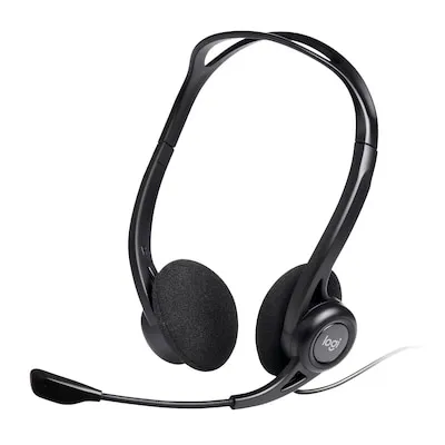 Logitech 960 Stereo-Headset - Verstellbares Mikrofon mit Rauschunterdrückung, ideal für Telefonkonferenzen und Musikgenuss am PC