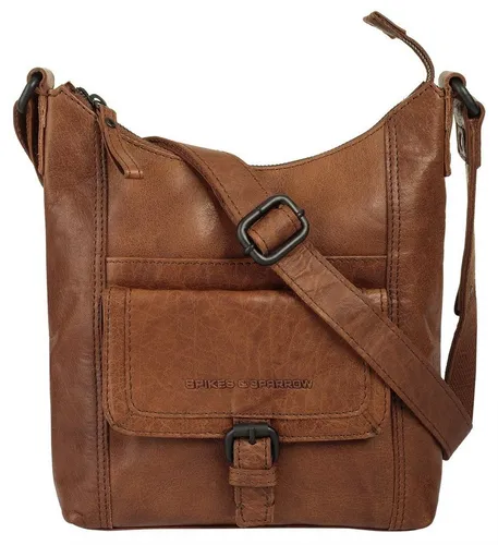 Umhängetasche SPIKES & SPARROW, Damen, Echtleder in Cognac - Gürteltasche aus 100% Rindleder mit praktischem Smartphonefach und Schlüsselrückholbändchen. Ideal für einen organisierten Alltag, stylisch und funktional.