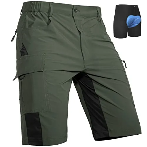 Cycorld MTB Hose Herren Radhose, Schnelltrocknend Shorts Mit Sitzpolster, Elastische Farradhose Outdoor Sport Bike Shorts Neu Grün Mit Unterwäsche L