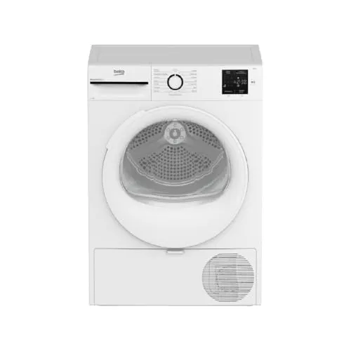 Beko Wäschetrockner BMT93EW 9 kg, Klasse D, Linie Ästhetik NX, Asynchronmotor, Digitalanzeige, Farbe Weiß, Bullauge Weiß