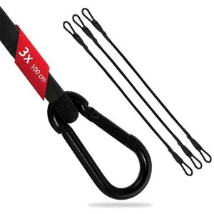 ECENCE Gepäckspanner 72010106, mit Karabiner, 100 cm Länge, schwarz, 3 Stück