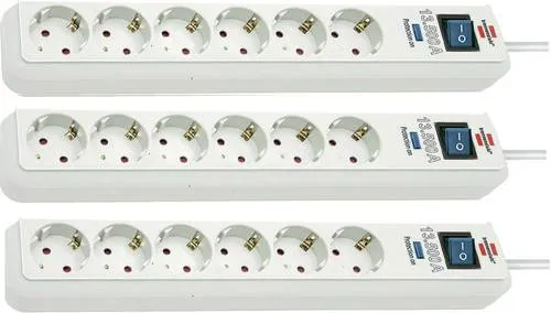 Brennenstuhl 1159720216-3 Überspannungsschutz-Steckdosenleiste 6fach - Energie sparen: Schützt wertvolle Geräte vor Überspannung mit einem max. Ableitstrom bis zu 13.500 A. Ausgestattet mit beleuchtetem Sicherheitsschalter und Funktionskontrollleuchte.