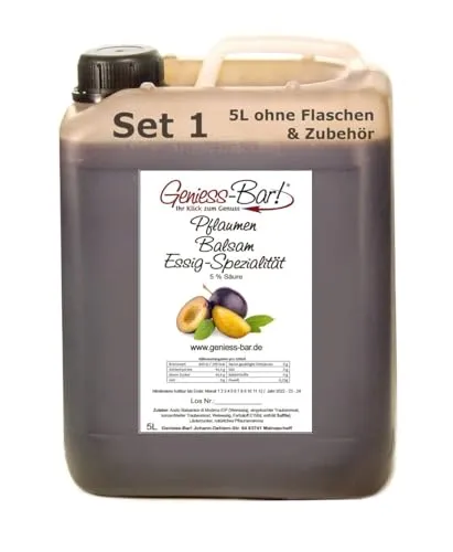 Pflaumen Balsam Essig - Spezialität 5L mit einem milden Aceto Balsamico sehr aromatisch sämig u. konzentriert 5% Säure