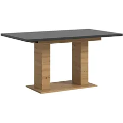 Inn.Furn Esstisch Home-X, Ausziehbar in Grau und Eiche Artisan - Moderner Esstisch Home-X in grau mit Artisan Eiche Dekor. Platz für 6-8 Personen, ausziehbar von 150 auf 190 cm. Praktische Einlegeplatte für gesellige Runden. FSC-zertifiziert, pflegeleicht und langlebig.