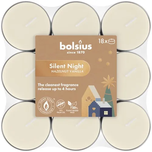 Bolsius Duftteelichte silent night 18er Pack creme Duftkerze