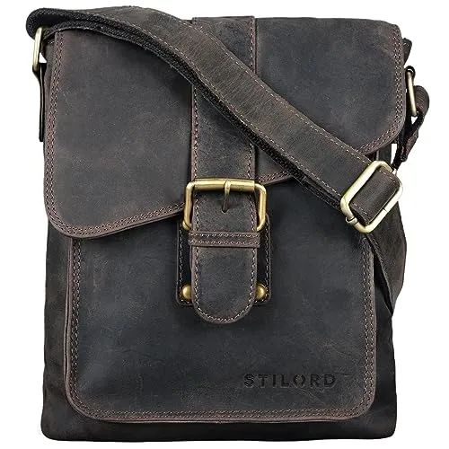 STILORD 'Mattia' Kleine Umhängetasche Herren aus Echtleder - Messenger-Bag aus hochwertigem Rindsleder im zeitlosen Vintage-Look, ideal für 10,1 Zoll Tablets & 9,7 Zoll iPads - stilvoll, robust und praktisch für Beruf & Freizeit.