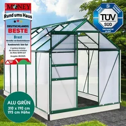 Aluminium-Gewächshaus 310x190x195 grün