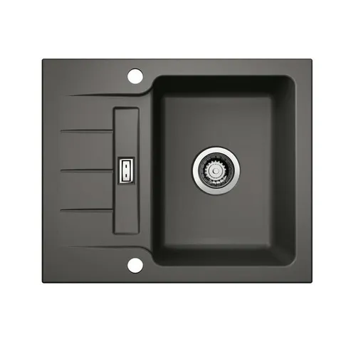 Naber Einbauspüle Keramik LineUP 2E schiefer - Reversible Keramik Spüle mit kleiner Abtropffläche, ideal für jeden Unterschrank ab 50 cm. Hochwertige Verarbeitung und 5 Jahre Garantie auf Herstellungsfehler.