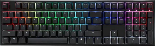 Ducky One 2 Backlit PBT Gaming Tastatur - MX-Black, RGB LED - Hochwertige Gaming Tastatur mit Cherry MX-Black Schaltern für präzises Tippen und vollem Anti-Ghosting. Stylische RGB-Hintergrundbeleuchtung und langlebige PBT-Tastenkappen für individuelles Gaming.