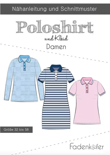 Schnittmuster aus Papier Fadenkäfer Poloshirt Damenshirt Gr. 32-58