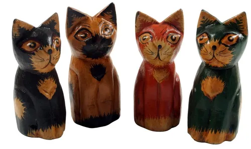 Guru-Shop Dekofigur Deko Katze, Holzkatze