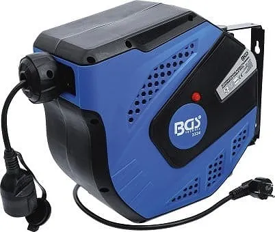 Automatische Kabeltrommel 20 m - Wandmontage inkl. Haltewinkel - Kabeltrommel für Innenbereich, ideal für Hobby und Handwerk. Mit automatischem Kabeleinzug, spritzwassergeschützt und schwenkbar. Perfekt für eine aufgeräumte Werkstatt!