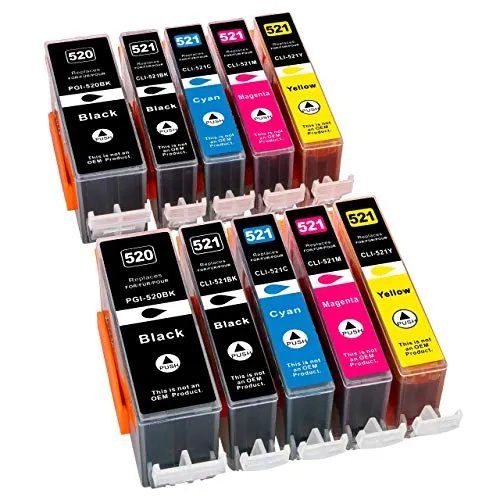 ESMOnline 10 komp. XL Tintenpatronen als Ersatz zu Canon PGI-520 / CLI-521 PGI520 CLI521 für Canon Pixma iP3600 iP4600 iP4700 MP540 MP550 MP560 MP620 MP630 MP640 MP980 MP990 MX860 MX870 (10er Set)
