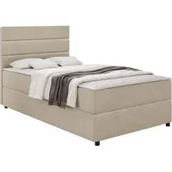 Mirjan24 Boxbett Beige 120x200 cm - Bequemes Boxspringbett mit Bettkasten und Härtegrad H3, ideal für erholsamen Schlaf im Schlafzimmer. Höhe ca. 21 cm für leichten Ein- und Ausstieg.